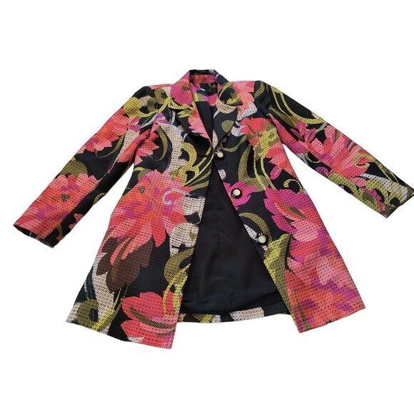 Trina Turk Floral-Print Mid-Length Jacket Women's Size 2 Like New condition - Picture 2 of 16